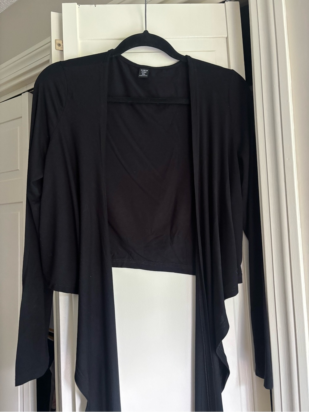 SHEIN Black Open-Front Draped Women's Cardigan